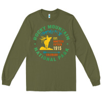 Army Green womens rocky mountain national park hiking travel souvenir novelty v n Long Sleeve Tee - trangStudio
