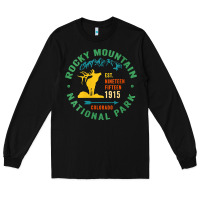 Black womens rocky mountain national park hiking travel souvenir novelty v n Long Sleeve Tee - trangStudio