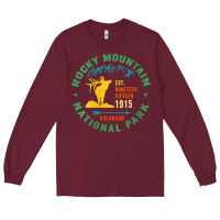 Burgundy womens rocky mountain national park hiking travel souvenir novelty v n Long Sleeve Tee - trangStudio