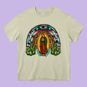 Our Lady Of Guadalupe Rainbow Heavy Core Tee Designed By Jahusdesignshop