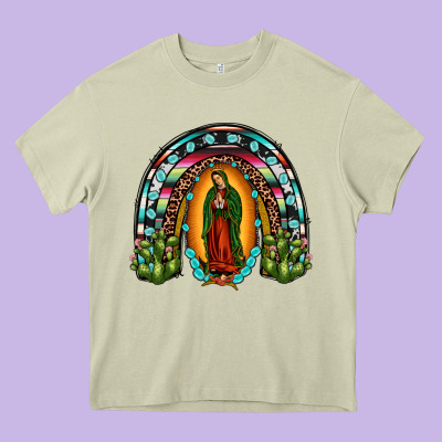 Our Lady Of Guadalupe Rainbow Heavy Core Tee Designed By Jahusdesignshop