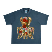 Midnight Navy flower skeleton Urban Heavy Tee - RanaPortraitStore