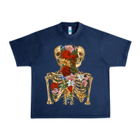 Navy flower skeleton Urban Heavy Tee - RanaPortraitStore