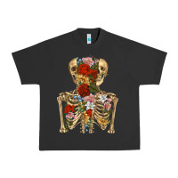 Pigment Black flower skeleton Urban Heavy Tee - RanaPortraitStore