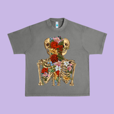 Flower Skeleton Urban Heavy Tee Designed By Ranaportraitstore