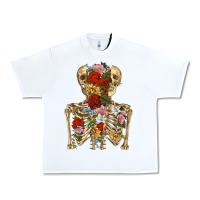 White flower skeleton Urban Heavy Tee - RanaPortraitStore