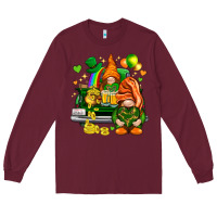 Burgundy St. Patrick's Day gnomies with heart Long Sleeve Tee - HowdyJamesFarm