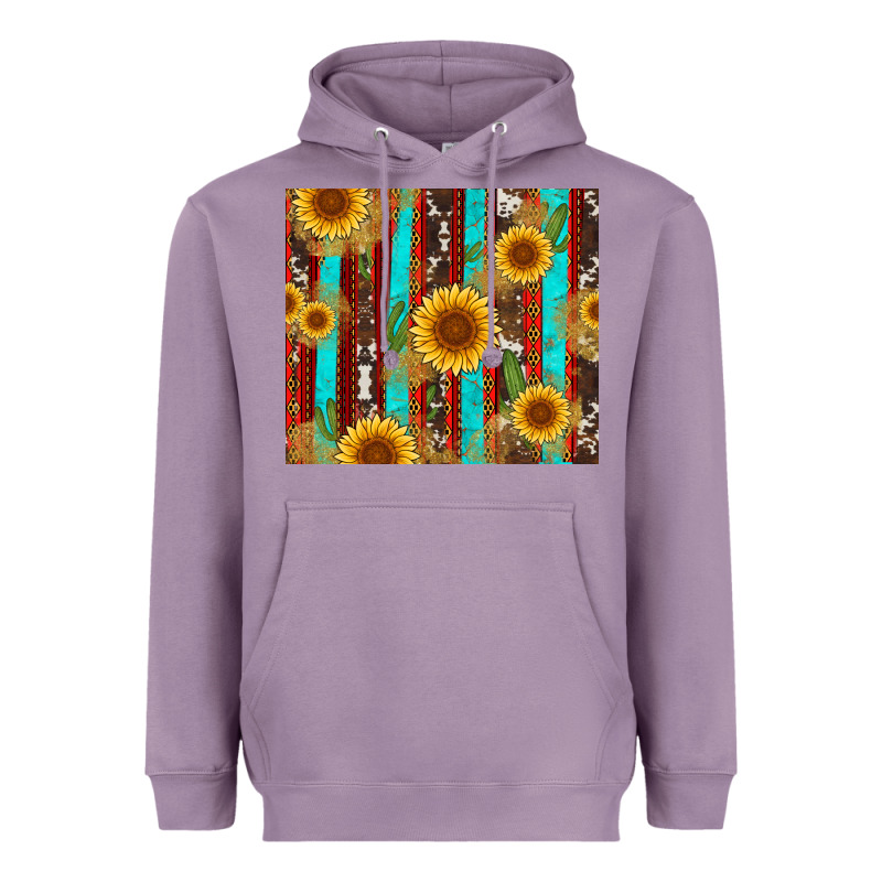 Western Sunflower Cactus Serape And Cowhide Heavyweight Hoodie by Artiststas | Teevron