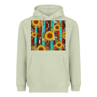 Matcha western sunflower cactus serape and cowhide Heavyweight Hoodie - Artiststas