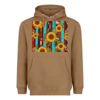 Toasted Coconut western sunflower cactus serape and cowhide Heavyweight Hoodie - Artiststas