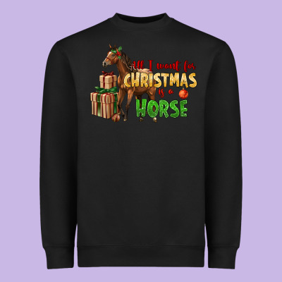 All I Want For Christmas Is A Horse Heavyweight Sweatshirt Designed By Lillyallendesigns