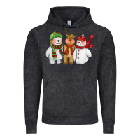 Vintage Black christmas polar bear reindeer and snowman Vintage Hoodie - CowGirlArtShop
