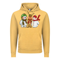 Vintage Mustard christmas polar bear reindeer and snowman Vintage Hoodie - CowGirlArtShop