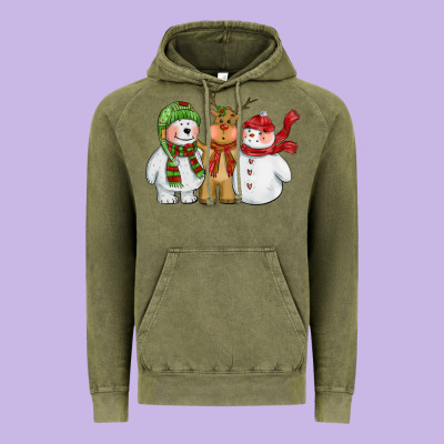 Christmas Polar Bear Reindeer And Snowman Vintage Hoodie Designed By Cowgirlartshop