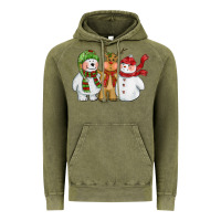 Vintage Olive christmas polar bear reindeer and snowman Vintage Hoodie - CowGirlArtShop