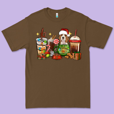 Christmas Coffee Cups With Beagle Premium Tee Designed By Ranaportraitstore
