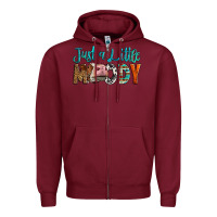 Burgundy Western Just A Little Moody Cow Zipper Hoodie - LillyAllenDesigns