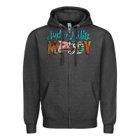 Charcoal Heather Western Just A Little Moody Cow Zipper Hoodie - LillyAllenDesigns