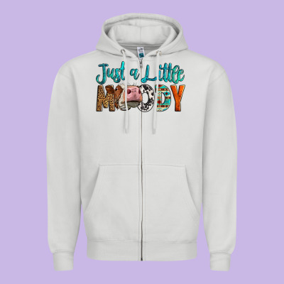 Western Just A Little Moody Cow Zipper Hoodie Designed By Lillyallendesigns
