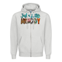 Dove Grey Western Just A Little Moody Cow Zipper Hoodie - LillyAllenDesigns