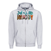 Heather Grey Western Just A Little Moody Cow Zipper Hoodie - LillyAllenDesigns