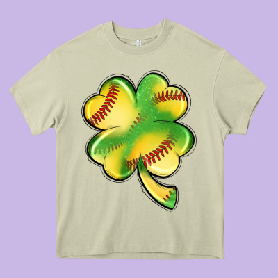St. Patrick's Day Clover Softball Heavy Core Tee Designed By Artiststas