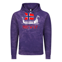 Cloud Purple boat norwegian flag norway viking ship norway Vintage Hoodie - FloraArt