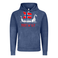 Vintage Denim boat norwegian flag norway viking ship norway Vintage Hoodie - FloraArt