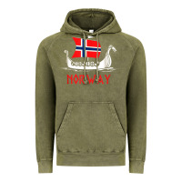Vintage Olive boat norwegian flag norway viking ship norway Vintage Hoodie - FloraArt