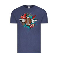 Vintage Denim Football ball leopard glitter Vintage Tee - HowdyJamesFarm