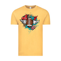 Vintage Mustard Football ball leopard glitter Vintage Tee - HowdyJamesFarm