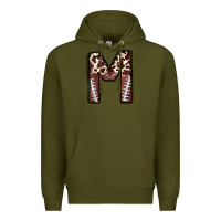 Army Green name footballcow print letter m Premium Hoodie - CowhideDigitalArt