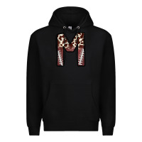 Black name footballcow print letter m Premium Hoodie - CowhideDigitalArt