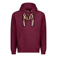 Burgundy name footballcow print letter m Premium Hoodie - CowhideDigitalArt