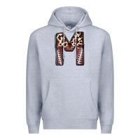 Heather Grey name footballcow print letter m Premium Hoodie - CowhideDigitalArt