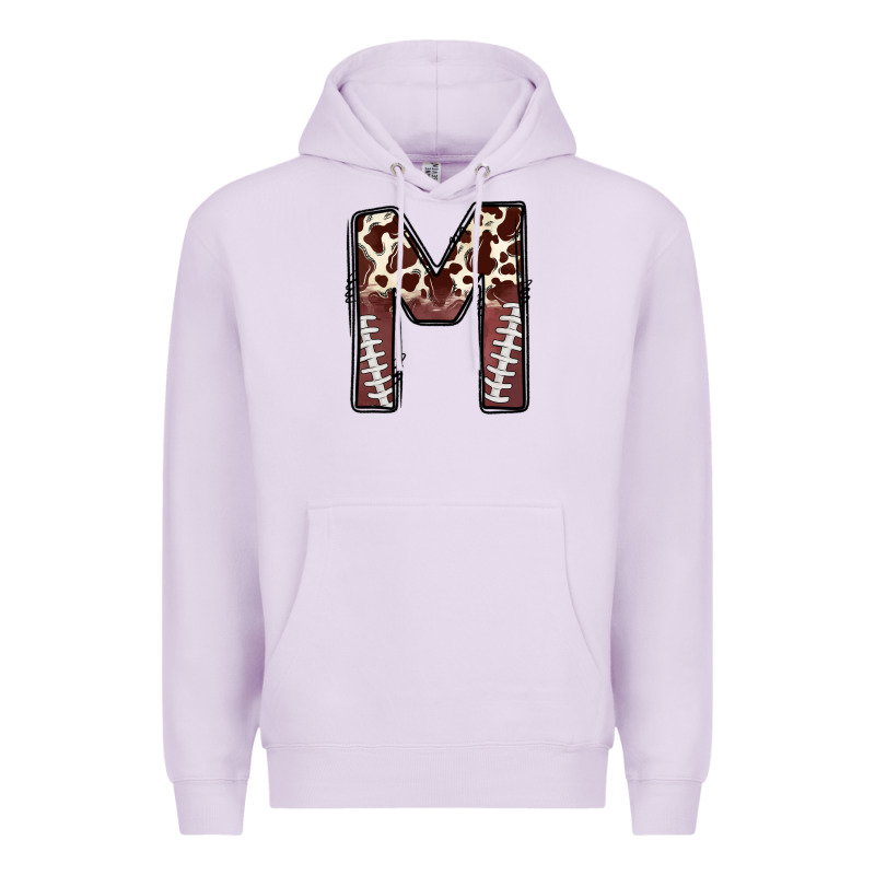 Name Footballcow Print Letter M Premium Hoodie by CowhideDigitalArt | Teevron