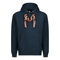 Navy name footballcow print letter m Premium Hoodie - CowhideDigitalArt
