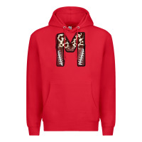 Red name footballcow print letter m Premium Hoodie - CowhideDigitalArt