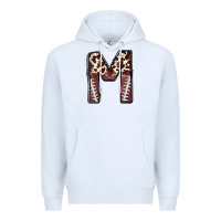 White name footballcow print letter m Premium Hoodie - CowhideDigitalArt