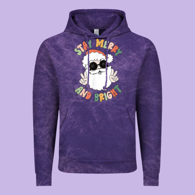 Funny Groovy Stay Merry And Bright Christmas Santa Claus T Shirt Vintage Hoodie Designed By Artmosaic