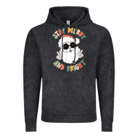 Vintage Black funny groovy stay merry and bright christmas santa claus t shirt Vintage Hoodie - ArtMosaic