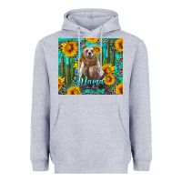 Heather Grey mama bear with sunflowers and cactus Heavyweight Hoodie - Artiststas