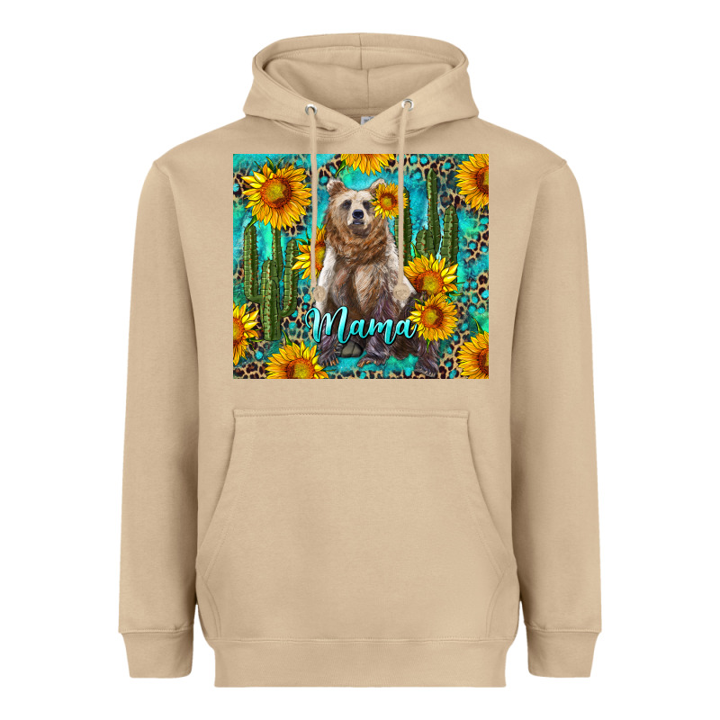 Mama Bear With Sunflowers And Cactus Heavyweight Hoodie by Artiststas | Teevron