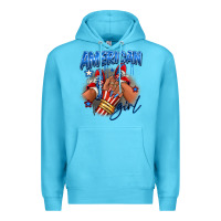Ocean Blue Afro american girl sneakers Premium Hoodie - RanaPortraitStore