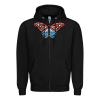 Black Patriotic American Butterfly Zipper Hoodie - LillyAllenDesigns