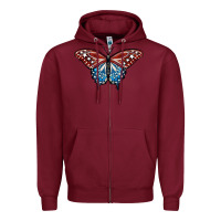 Burgundy Patriotic American Butterfly Zipper Hoodie - LillyAllenDesigns