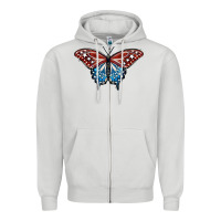 Dove Grey Patriotic American Butterfly Zipper Hoodie - LillyAllenDesigns
