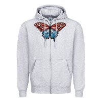 Heather Grey Patriotic American Butterfly Zipper Hoodie - LillyAllenDesigns