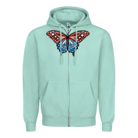Seafoam Patriotic American Butterfly Zipper Hoodie - LillyAllenDesigns
