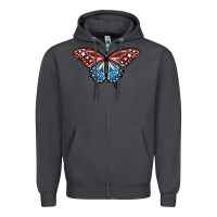 Smoke Patriotic American Butterfly Zipper Hoodie - LillyAllenDesigns